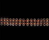 Western Asiatic Elamite Gold and Carnelian Bead Necklace
3rd-2nd millennium BC. A restrung necklace of fusiform tubular carnelian beads with heavy go...