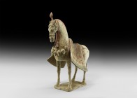 Chinese Northern Wei Caparisoned Horse
Northern Wei Dynasty, 386-534 AD. A finely modelled terracotta figurine of a standing horse in an elaborate ta...