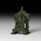 Indian Kashmiri Ganesh Figure
12th-14th century AD. A bronze figurine of Ganesh seated on a lotus throne with symbols in four hands. 121 grams, 73mm ...