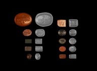Islamic Gemstone Group
10th-14th century AD. A mixed group of plaques and cabochons in carnelian, rock crystal, lapis lazuli and other stones, most w...