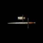 Tudor Main-Gauche Dagger
16th century AD. A parrying dagger comprising a two-edged lentoid-section tapering blade and ribbed ricasso, tapering quillo...