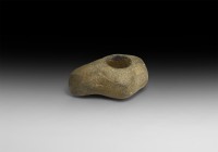 Stone Age Corded Ware Pierced Axehead
3rd millennium BC. A polished axehead with slightly convex blade, large perforation and flat striking face to t...