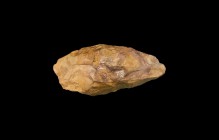 Palaeolithic British Large Knapped Bifacial Axe
600,000-300,000 years BP. A knapped flint bifacial handaxe with partial remains of the cortex. 674 gr...