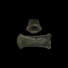 Bronze Age British Socketted Axehead with Chevrons
12th-8th century BC. A substantial socketted axe with broad collar to the mouth, short blade with ...