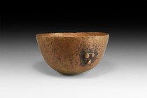 Iron Age Ceremonial Vessel
4th-2nd century BC. A substantial central European ceremonial bowl, made beaten from thick sheet copper-alloy, with oppose...