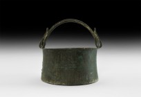 Anglo-Saxon Decorated Bucket with Handle
5th-6th century AD. A bronze vessel with slightly waisted profile, flared rim, two D-shaped plaques pierced ...