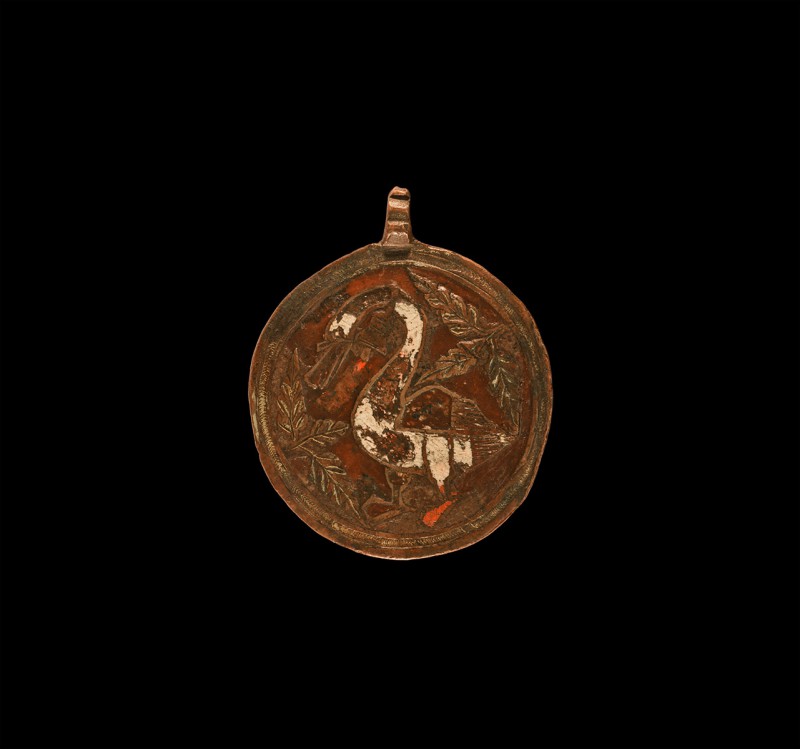 Large Medieval Gilt Heraldic Horse Harness Pendant with Swan
14th-15th century ...