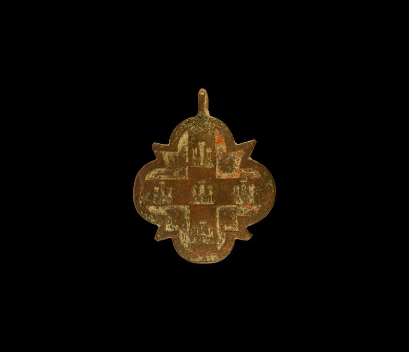 Large Medieval Heraldic Horse Harness Pendant with Arms of Castille
14th-15th c...