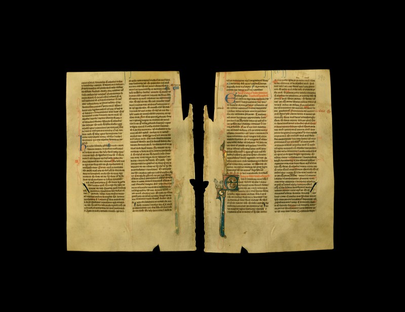 Medieval English Vulgate St Jerome Bible Manuscript Page
13th century AD. An En...