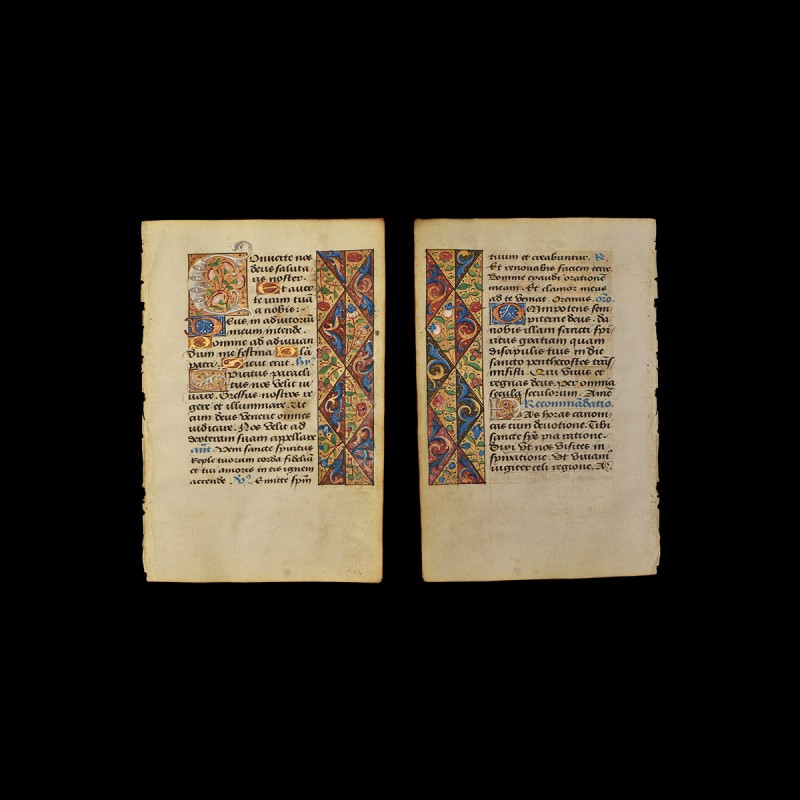 Medieval Jean Coene Book of Hours Manuscript Page
Circa 1510-20 AD. A vellum le...