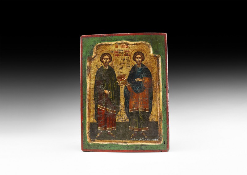 Christian Icon of Cosmos and Damianos
Late 18th-early 19th century AD. A rectan...