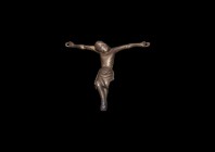 Medieval French Corpus Christi
Mid 13th-mid 14th century AD. A substantial copper-alloy figurine of the crucified Christ with remains of gilding; fig...
