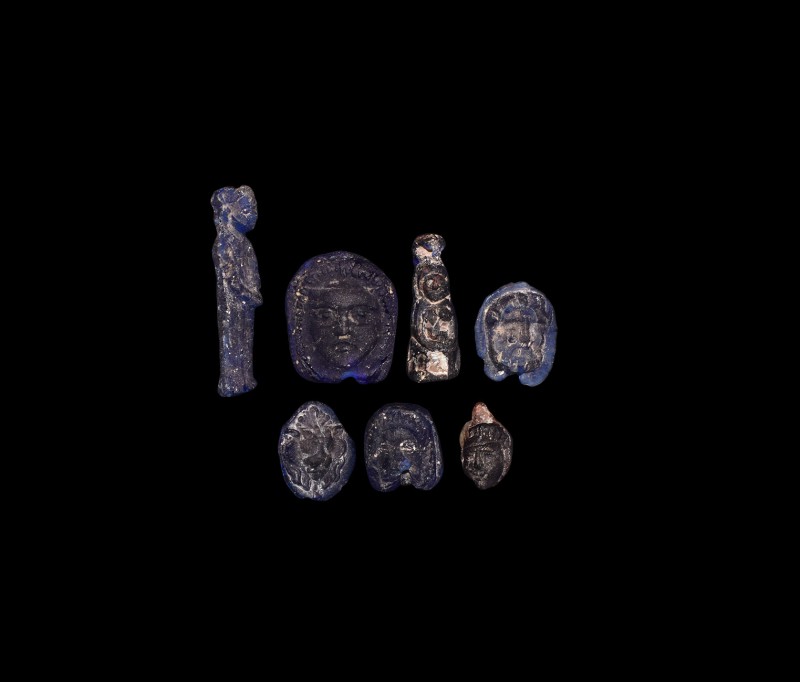 Phoenician Glass Figural Pendant Collection
6th-4th century BC. A group of seve...