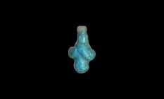Egyptian Papyrus Flower Pendant
Amarna Period, 1353-1336 BC. A glazed composition pendant of a papyrus flower with suspension ring to the top. 0.26 g...