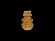 Egyptian Bone Bes Amulet
Ptolemaic Period, 332-30 BC. A carved bone amuletic plaque with facing mask of Bes, bearded and with plumed headdress. 7.81 ...