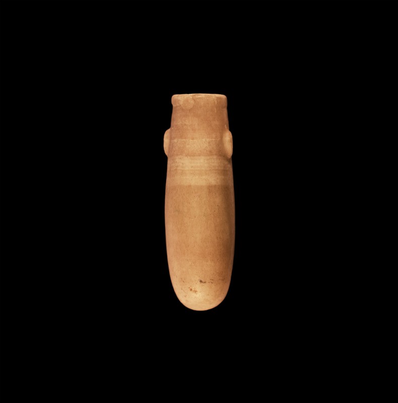 Egyptian Carved Alabastron
Late Period, 664-332 BC. A carved alabaster tubular ...