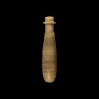 Egyptian Polished Alabastron
Late Period, 664-332 BC. A tubular banded alabaster vessel with bulbous body, waisted neck and flange collar beneath the...