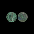 Scythian Mirror Pair
6th century BC-3rd century AD. A group of two bronze mirrors each with one polished face and one with raised lip; one mirror wit...