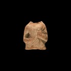 Greek Terracotta Torso
4th-3rd century BC. A mould-formed terracotta hollow Tanagra-type figurine fragment, torso with painted detailing, peplos dres...