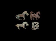 Scythian Animal Appliqué Collection
1st millennium BC. A mixed group of bronze appliqués, including three accompanied by an old scholarly note, typed...