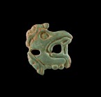 Scythian Dragon Head Mount
5th century BC. A bronze bridle mount plaque in the form of a stylised horse's head in profile with gaping mouth, piriform...