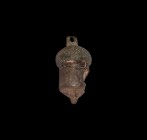 Roman Acorn Weight or Mason's Plumb Bob
1st-3rd century AD. A mason's plumb bob weight in the form of an acorn, bronze cupule with incised detailing,...