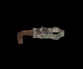 Roman Large Key with Looped Shank
2nd-3rd century AD. A very large key with iron shank and bronze handle; right-angled shank with toothing to the for...