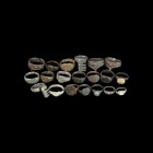 Roman to Post Medieval Ring Collection
2nd-19th century AD. A large group of bronze rings of various types and sizes including key rings, some with g...
