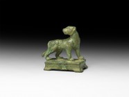 Roman Panther Statuette
1st century BC-1st century AD. A bronze figure of a panther, looking over its shoulder, advancing on a rectangular base with ...