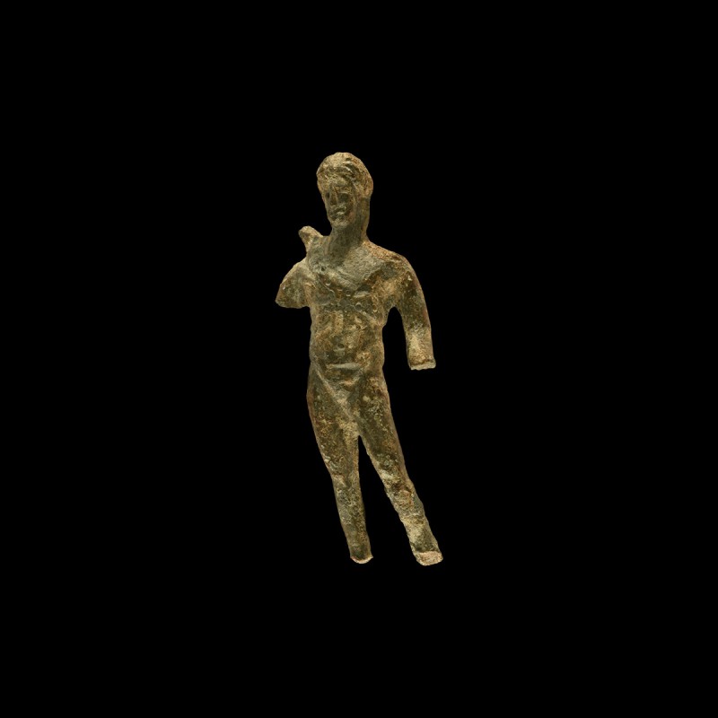 Roman Male Statuette
1st-2nd century AD. A bronze statuette of a standing nude ...