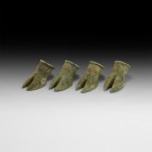 Roman Hoof Tray Feet Set
1st-3rd century AD. A group of four matching hollow bovine hooves with thick collars, for use as feet for a tray or small fu...