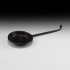 Byzantine Holy Water Simpulum
6th-9th century AD. A bronze ladle or simpulum for holy water comprising a broad bowl with rolled rim, round-section ha...