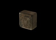 Large Byzantine Weight with Crosses
12th-14th century AD. A cuboid bronze weight with chamfered edges, incised voided cross to each lateral face, sim...