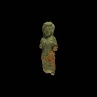 Western Asiatic South Arabian Female Statuette
3rd-1st century BC. A bronze statuette of a standing female with shoulder-length hair, flat rectangula...