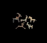 Western Asiatic Animal Statuette Group
2nd millennium BC. A mixed group of bronze animals including horse and ibex, in mainly static poses. 75 grams ...