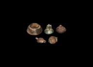 Western Asiatic Sassanian Votive Object Collection
3rd-7th century AD. A mixed group of miniature bronze and silver votive vessels. 16 grams, 15.5-25...