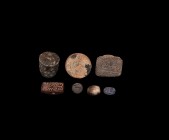 Western Asiatic Amulet and Other Artefact Collection
Mainly 1st millennium BC. A mixed group comprising a lapis lazuli scarab, a steatite seal, a ban...