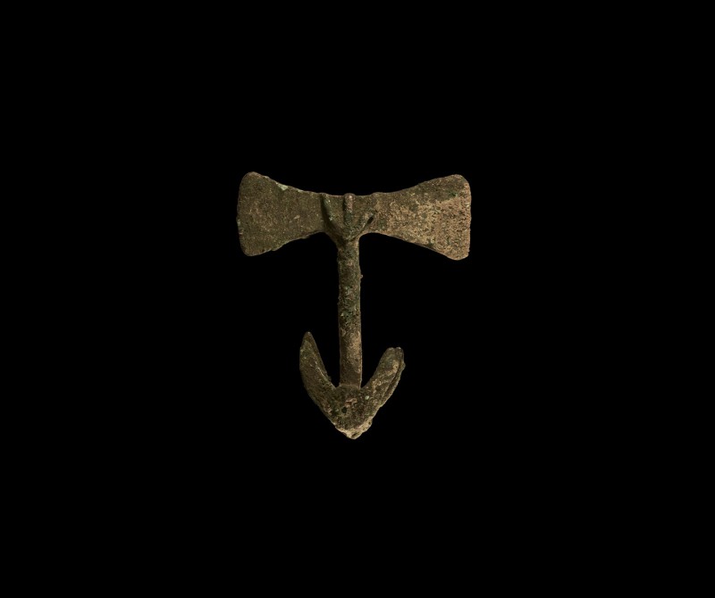 Western Asiatic Luristan Axe Pendant
2nd millennium BC. A bronze pendant formed...