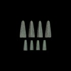 Western Asiatic Gaming Piece Group
8th-10th century AD. A group of schist gaming pieces each a truncated tapering cone or pyramid. 417.6 grams total,...