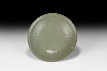 Chinese Longquan Celadon Glazed Shallow Dish
Yuan-Ming Dynasty, 1279-1644 AD. A green glazed shallow dish with lobed wells, sea encrustations to the ...