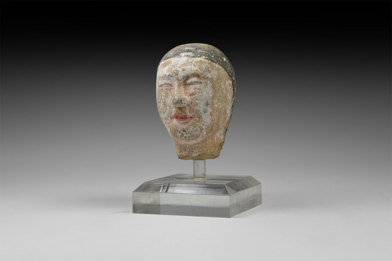 Chinese Han Terracotta Head
Han Dynasty, 206 BC-220 AD. A painted terracotta he...
