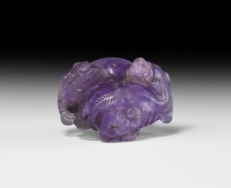 Chinese Bears Statuette
19th century AD. A carved amethyst figure of two bears ...