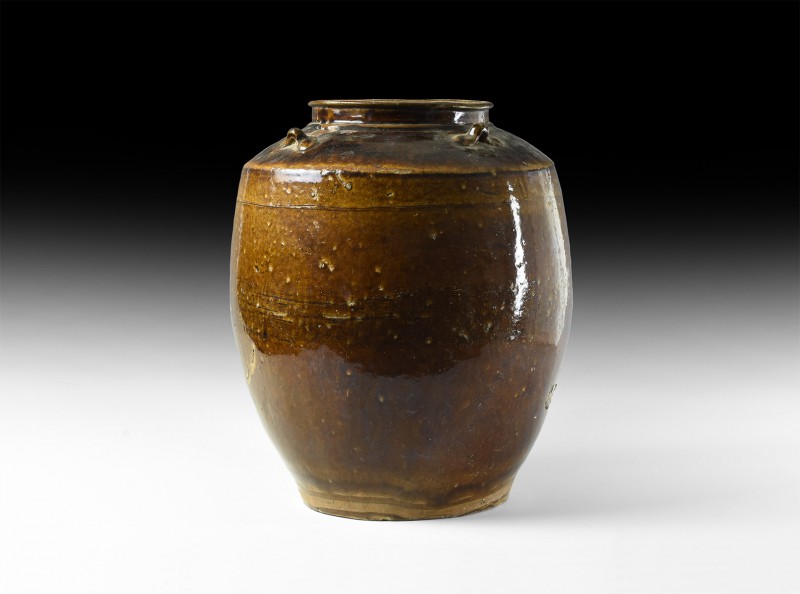 Chinese Ming Glazed Vessel
Ming Dynasty, 1368-1644 AD. A large brown-glazed cer...