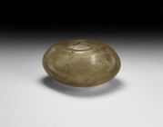 Indian Rock Crystal Inkwell
19th century AD. A rock crystal vessel, boat-shaped with rounded underside, flat upper face and round hole to accept dip-...