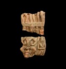 Indian Terracotta Frieze Fragment Pair
20th century AD. A group of two terracotta frieze fragments comprising: one with seated bearded figure (guru?)...
