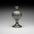 Indian Bidriware Hookah Base
18th-19th century AD. A fine quality bidriware vessel with piriform body, flared base with ropework collar and beaded ri...