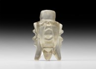 Islamic Safavid Rock Crystal Molar Flask
18th century AD. A carved rock crystal molar flask, square in section with ribbed panel to each corner exten...