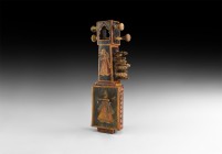 Islamic Painted Miniature Sitar
19th century AD. A wooden miniature sitar with D-section body, square-section neck and head, transverse wooden tuning...