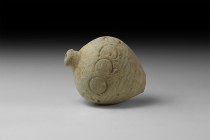 Byzantine 'Greek Fire' Fire Bomb or Hand Grenade
9th-11th century AD. A hollow ceramic vessel with domed top and conical base, intended to be filled ...