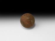 Civil War Iron Cannonball
Mid 17th century AD. A spherical iron shot for a minion (small-bore cannon"). 883 grams, 60mm (2 1/2"). Property of an Esse...